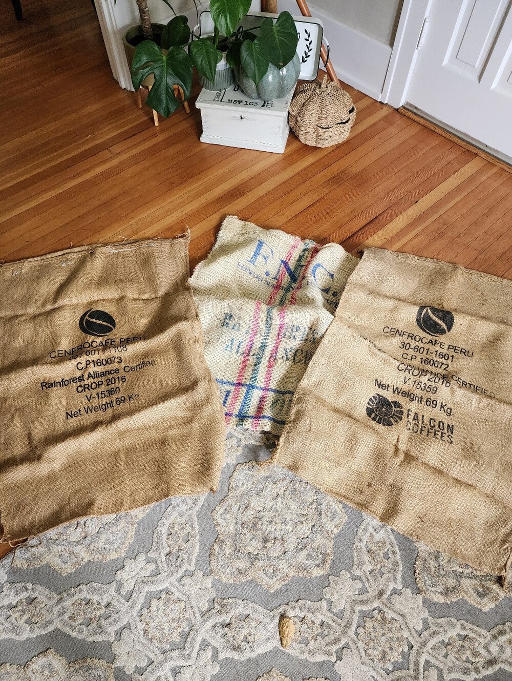 3 Aqesome Burlap Coffee Sack - Natural Brown Decor Fall